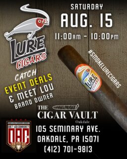 EVENT - The Cigar Vault Oakdale - Oakdale, PA! Join us on 8/15 from 11:00am-10:00pm for a full day to ‘Smoke Great Great Cigars & Tell Tall Tales!’ 🔥🎣💨

Get caught up with brand owner Lou Cross and we’ll hook you up with event deals! Several other premium boutique brands will be in attendance to celebrate the Vault’s 2nd Anniversary and hang out with fellow DAC members too!

The Cigar Vault Oakdale
105 Seminary Ave
Oakdale, PA 15071
(412) 701-9813

#cigars #lurecigars #thecigarvault #smokegreatcigarstelltalltales #oakdale